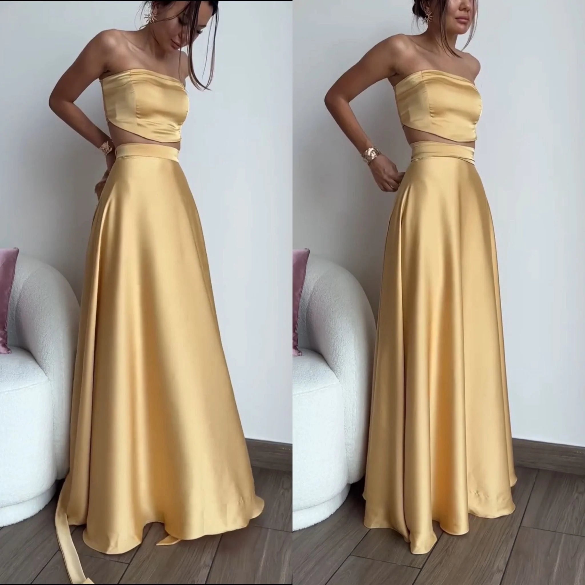 Satijnen Wikkelrok Set